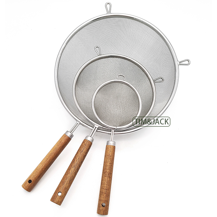 Strainer 3 PCS set Wood Handle